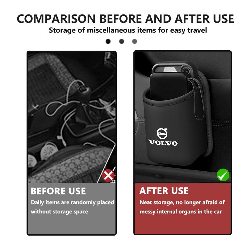 fqshd6 Leather Car Seat Cup Holder Hang Drink Storage Box Accessorie For Volvo V60 V90 S60 S80 S90 C30 XC40 XC60 XC70 XC90 V40
