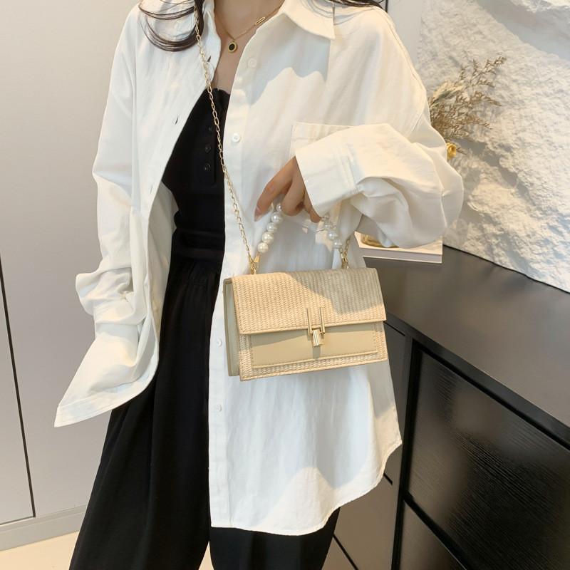 Trendy Small Chain Crossbody Bag For Women In Blue White Pink And Khaki Colors