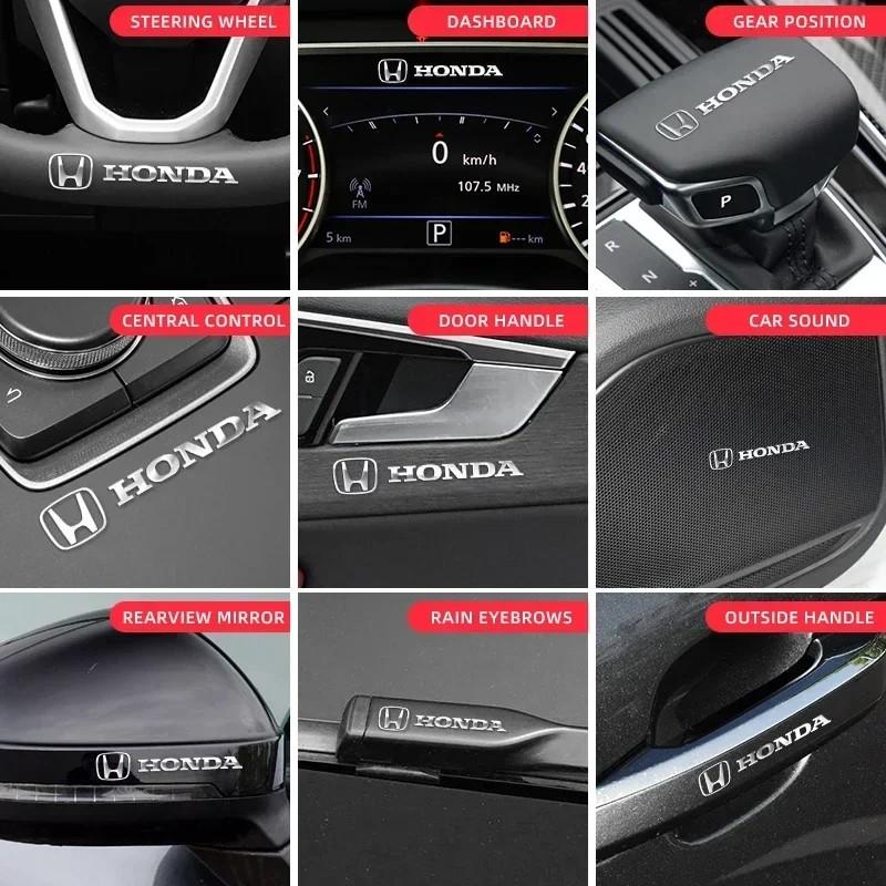 1/2/5/10pcs 3D Metallic Texture Decals Auto Styling for Honda Civic Accord CRV Fit, Car Interior Exterior Decor Accessories ajb256