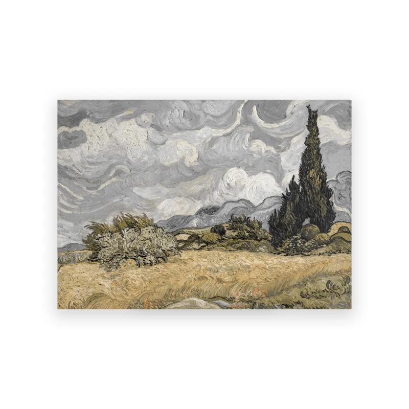 Summer Landscape Vintage Oil Painting Canvas Poster, Spring Neutral Gallery Wall Art Print, Retro Green Tone, Farmhouse Wall Dec