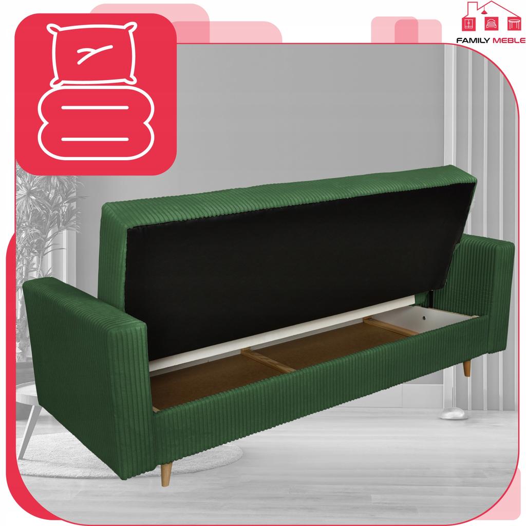 Sofa Bed Rene Sofa Bed with Storage Family Meble Corduroy Green