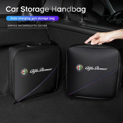 Car Charging Gun Storage Bag Auto Trunk Organizer Handbag For Junior Tonale Giulia Stelvio 159 Mito Stelvio 147 156