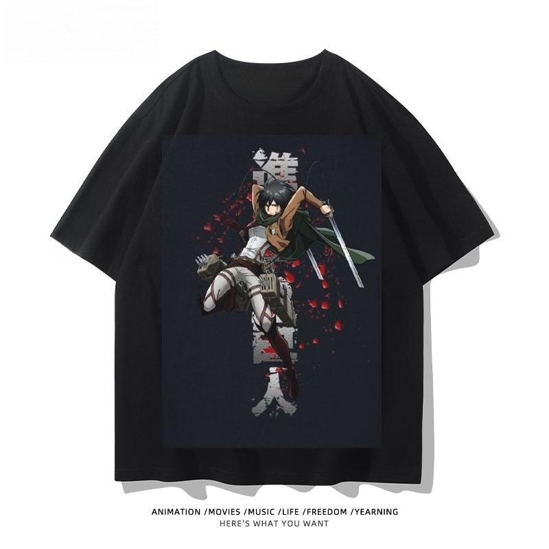 Attack On Titan Animation Derivatives Wings of Liberty Printed Short Sleeve T-shirt Women's Fashion Loose Cotton Unisex Top