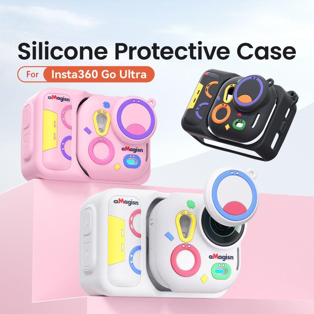 Coloful Protective Case Silicone Lens Cap for Insta360 Go Ultra Action Camera Accessories
