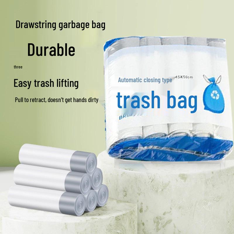 Thickened Large White Drawstring Trash Bags for Dormitory and Home Use