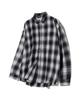 STANDARDERROR 87-Stan078 Ombre Oversized Tasche Langarm Tartan Karomuster Hemd Schwarz