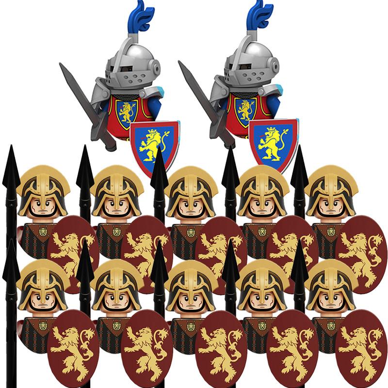 Medieval Ancient Military Figures Dragon Country's Soldier Green Dragon Knight Small Particles Building Block Model Children Toy