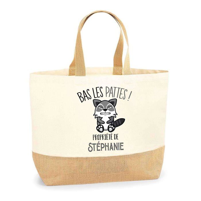 Sac cabas - PLANETEE - Stéphanie Bas les pattes Raton laveur - Jute - Imprimé en France - Éco-responsable