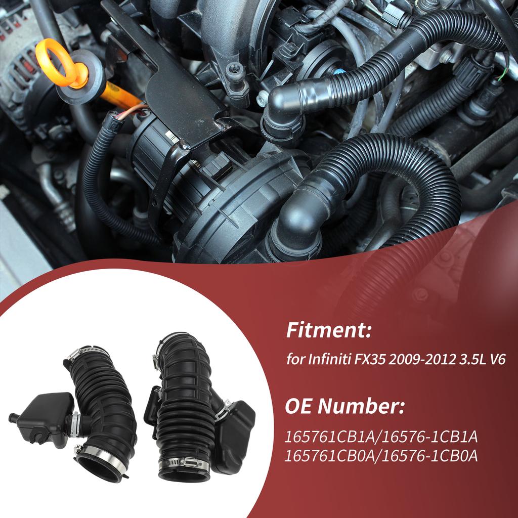 UXCELL Air Intake Hose with Clamps for Infiniti FX35 2009-2012 No.165761CB1A/165761CB0A