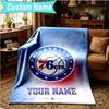 1PC Custom Name Blanket Philadelphia Basketball Team Flannel blankets Patterns Throw Blanket All-Season Soft Gift for Couch, Bed, Camping, Birthday gi