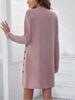 Autumn Trendy Loose Casual Crew Neck Solid Color Design Long Sleeve Short Dress
