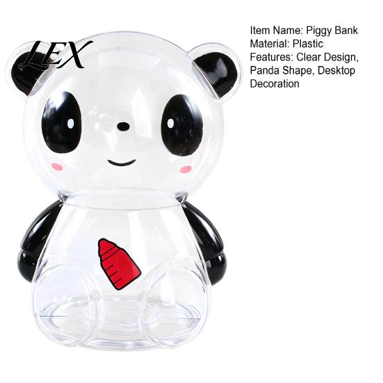 Money Management Box Clear Panda Piggy Bank for Kids, Plastic Cash Coin Bank, Kids Saving Jar Decoration, Christmas Birthday Girls Boys