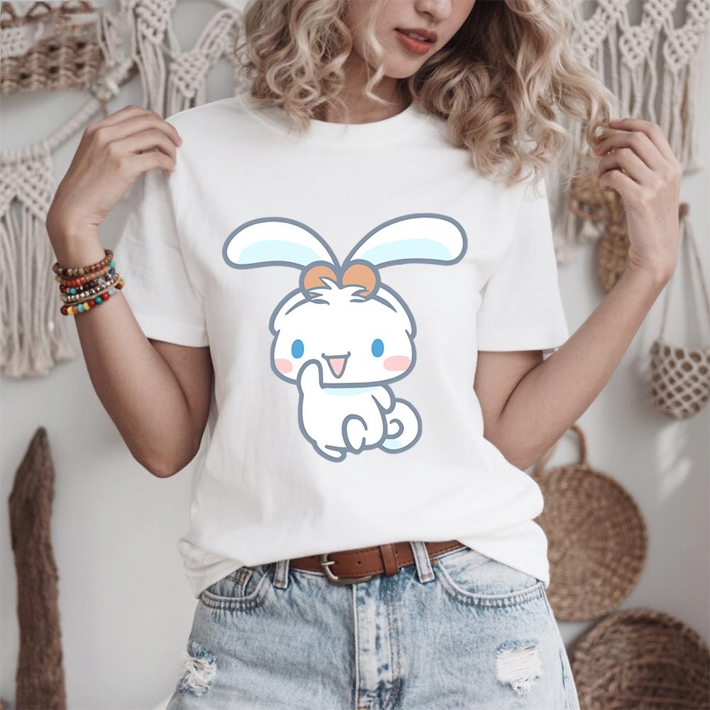 

Летняя хлопковая футболка с принтом Cinnamoroll Energetic Jump для женщин, повседневная, удобная, мягкая, для ежедневной носки, топ, 2026 S