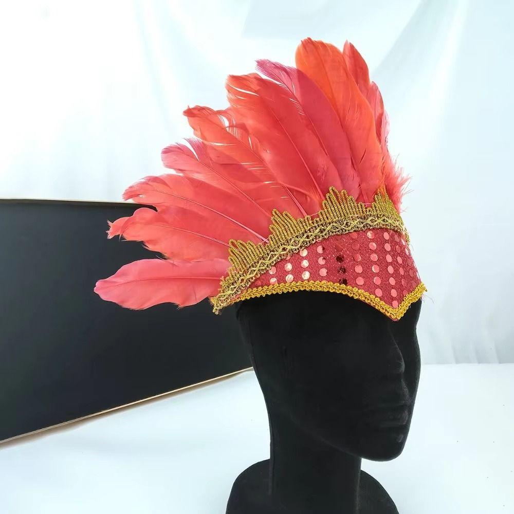 Hair Band Feather Headdress Head-mounted Carnival Costume Headwear Chief Headdress Halloween