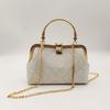 Kiss Lock Handbag for Women, Vintage Ethnic Pattern with Detachable Chain