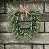 Artificial Olive Wreath for Realistic Green Olive Branches Front Door with Bean for Farmhouse