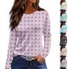 Women's Fashion Hem Slit Casual Floral Print Round Neck Long Sleeve Top