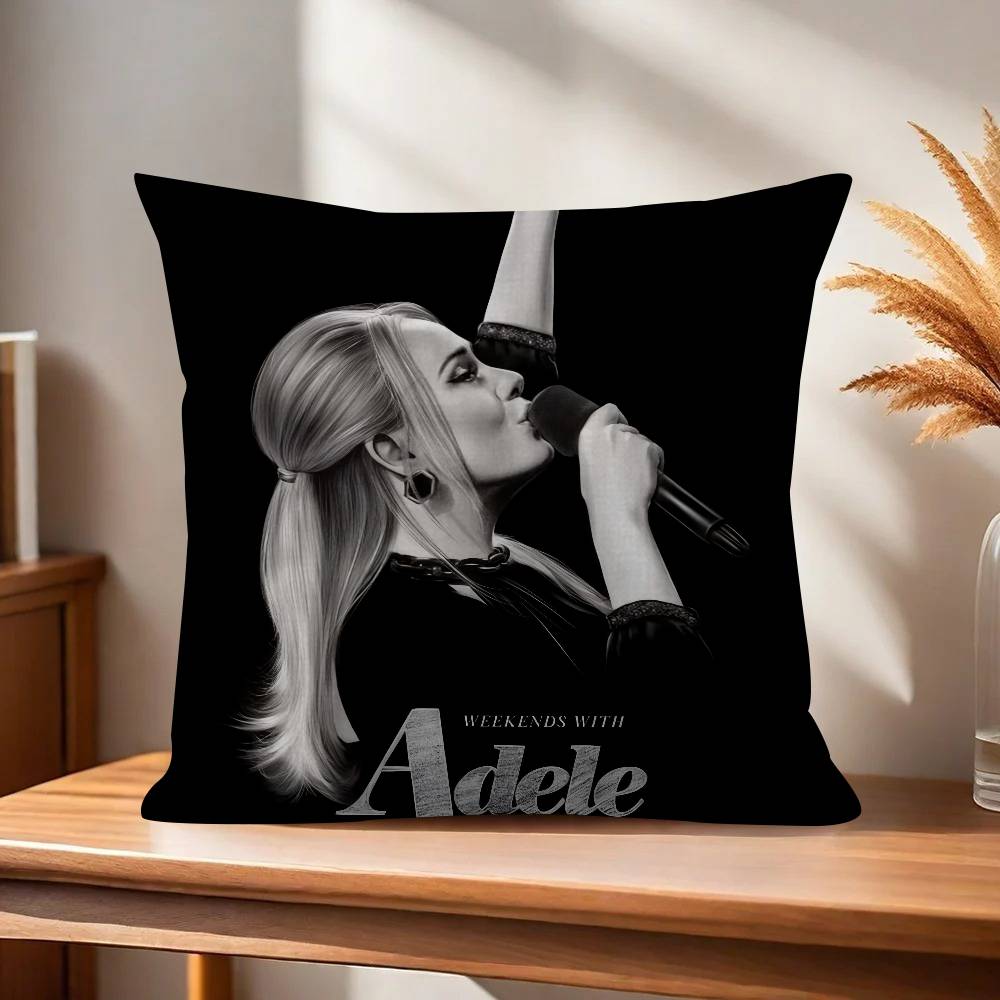 Singer Adele Black Pillow Covers Cartoon Sofa Decorative Home Doublesided Printing Short Plush Cute Cushion Cover