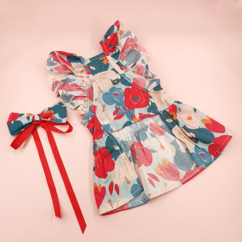 Atuendo Elegante Algodón Gato Volante Vestido Sin Mangas Cómodo Cachorro Falda de Princesa Transpirable Primavera Verano Vestido para Mascotas Perros Pequeños