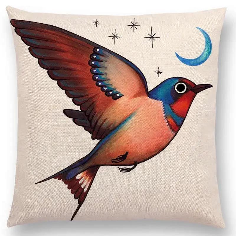 Retro Mystery Watercolor Art Totem Sofa Pillow Case Animals Deer Bear Bird Fish Fox Owl Snake Rabbit Heron Bee Cushion Cover