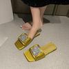 Rhinestone Square Button Bow Flip-Flop New Summer Outside Fashion Flat Bottom with Skirt Soft Bottom Non-Slip Beach Cool Mopping