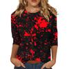 Women's Fashion Casual Three-quarter Sleeve Halloween Printed Round Neck Top