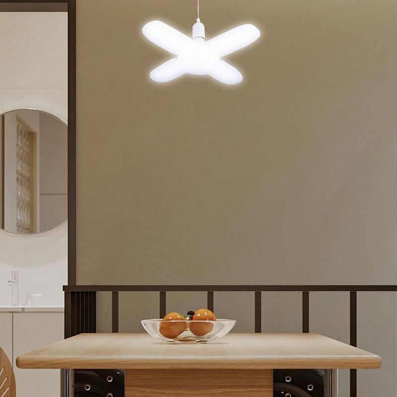 Bright LED Lighting For Garage Barn Ceiling Lights With 4 Adjustable Panels Home Ceiling Lamp With Folding Light Panels For