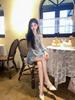 Seaside Style Lantern Sleeve Floral Chiffon V-Neck Dress for Tall Slim Women