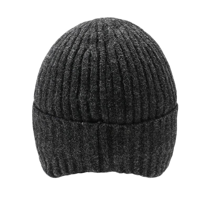 Men's Velvet Hat Warm Ear Protection Thick Wool Knitted Hat Outdoor Cold-Proof Pullover Hat
