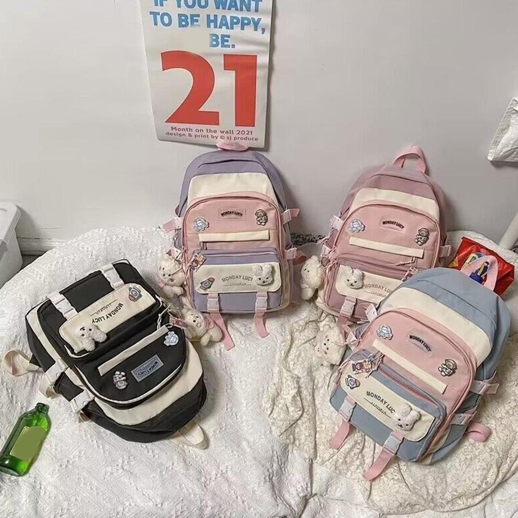Stylish Nylon Backpack School Backpacks Laptop Backpacks School Bag for Middle School Girls and Elementary Students