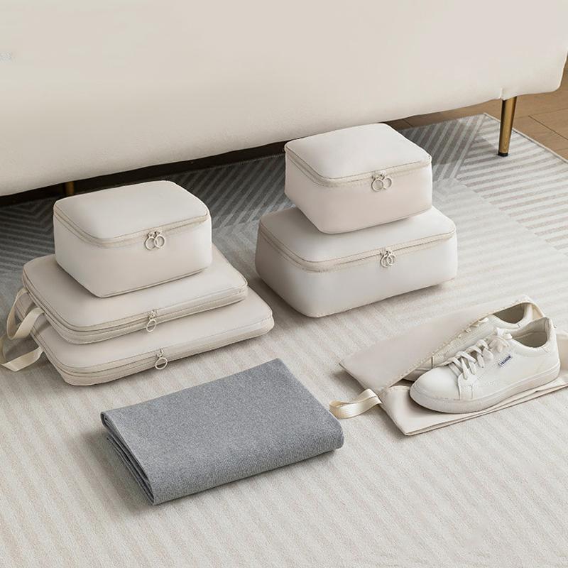 6Pcs Travel Compression Packing Cubes Bag Waterproof Handheld Clothe Separation Storage Bag Portable Suitcase Clothes Organizers