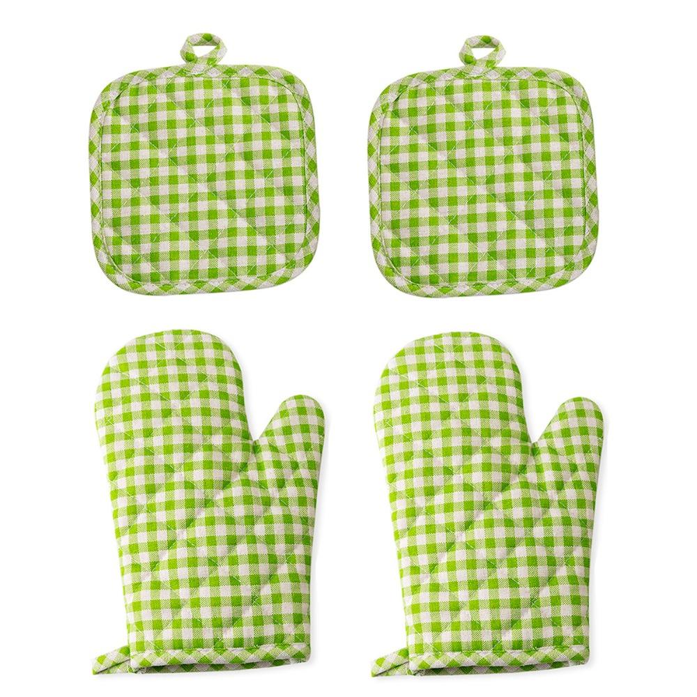 4 Piece/Set Heat-Resistant Microwave Mitten Cotton Lining Insulated Glove Kitchen Gloves Cooking