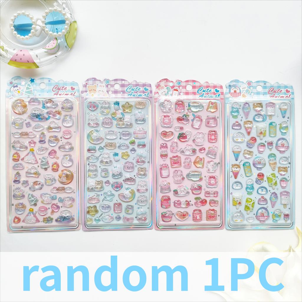 Fun Animal Tea Time Embossed Stickers - Rabbit Cat Afternoon Tea Sweet 3D Decor for Journal Diary DIY Kawaii Materials