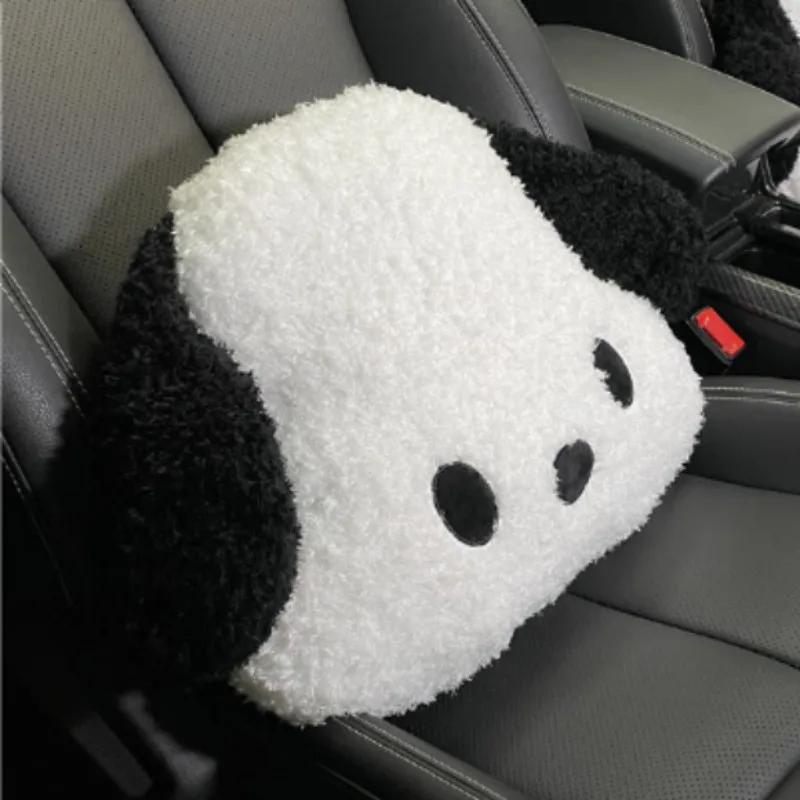 Car Headrest & Lumbar Support Seat Cushion Adorable Black & White Dog Pattern, Comfortable & Durable Accessories Pillow