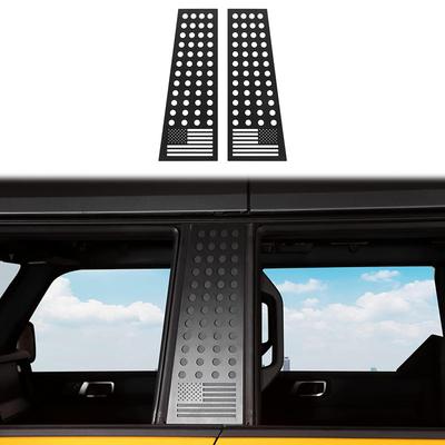 Car Window Center Pillar Sticker Aluminium Alloy Black Pillar Posts Fit for Ford Bronco 4-Door 2021-2024(Not for 2-Door)