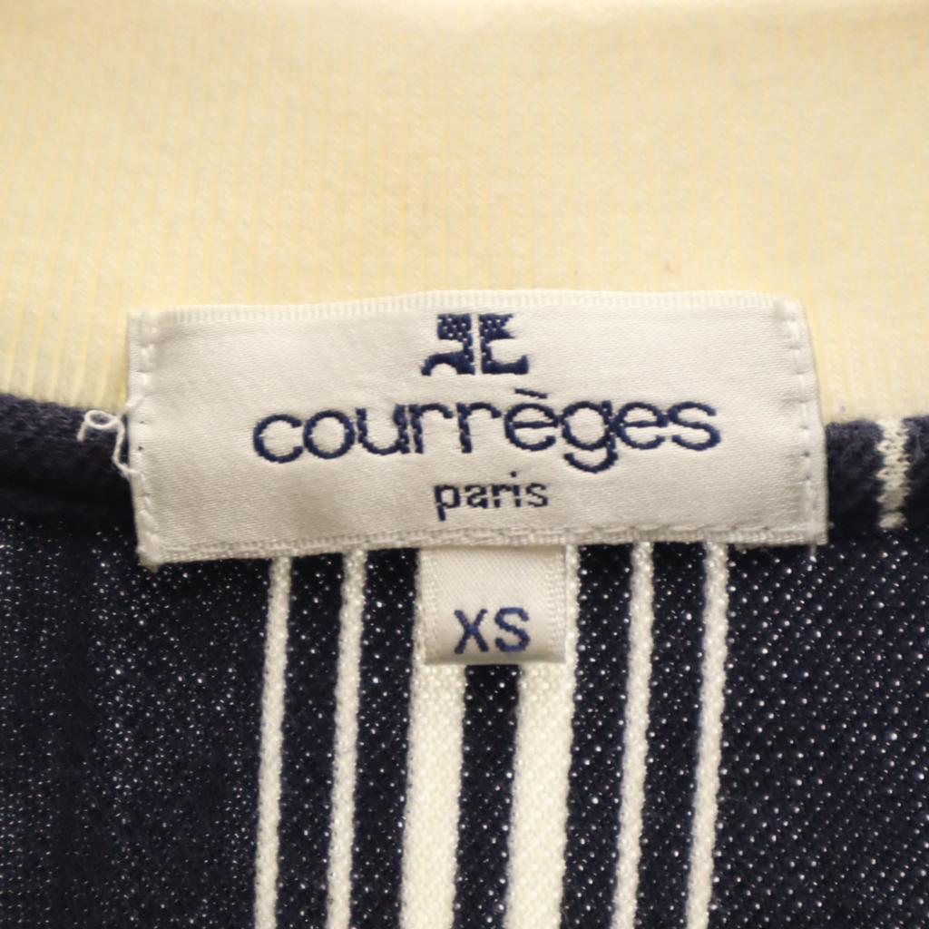 COURREGES Striped Pattern Short Sleeve Polo Shirt XS Navy Men's Used