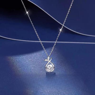 Fish Tail Water Drop Necklace Women's Light Luxury Niche High-end Design Collarbone Chain Ins Wind Temperament Zircon Pendant