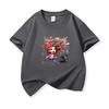 Kids Cotton T Shirt Colorful Hair Girl Running With Black Puppy Print Crew Neck Short Sleeve Tee Casual Boys Girls Summer Tops