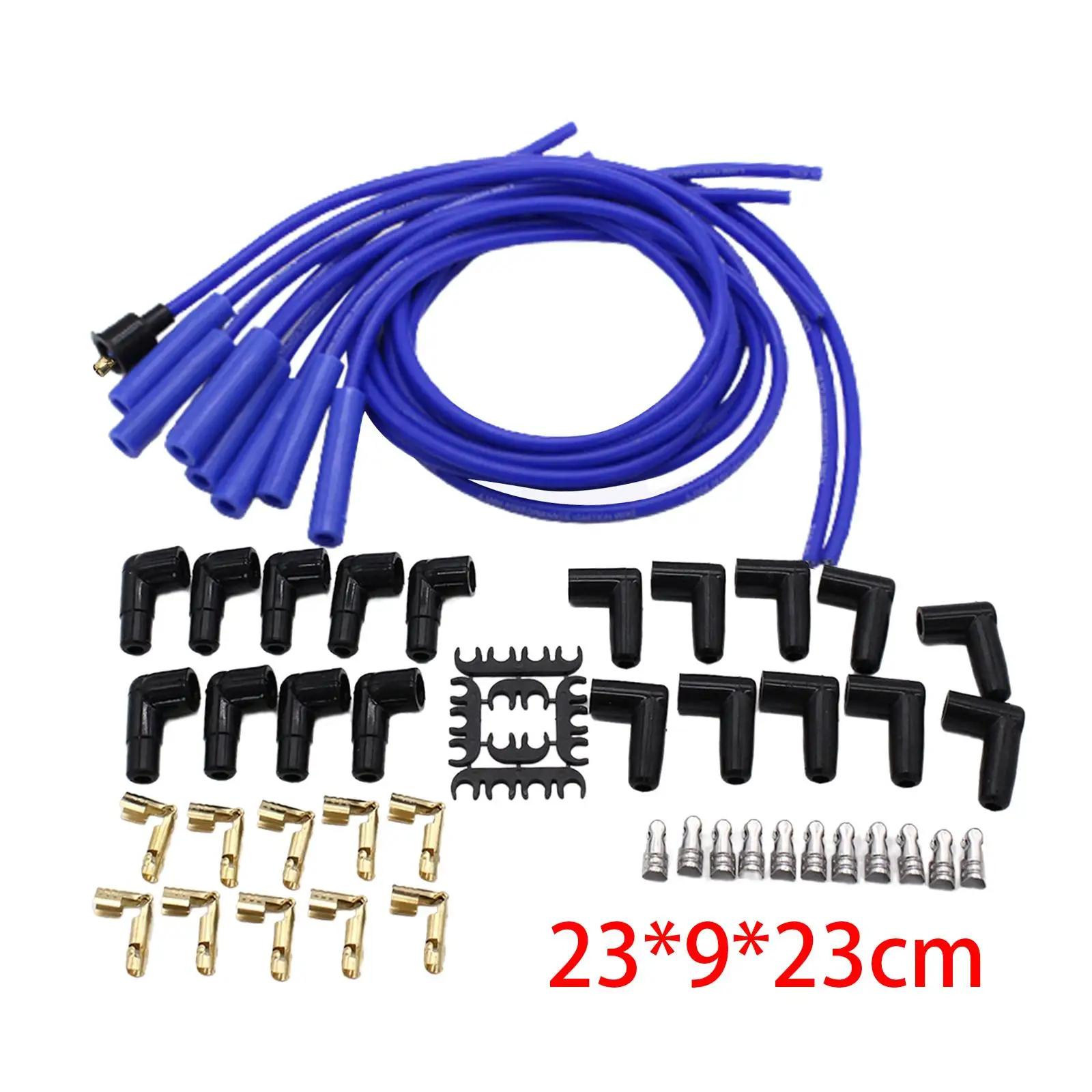 

Универсальный комплект проводов зажигания 8 мм, 180-градусный кабель свечи зажигания, провод свечи зажигания для Chevrolet Ford, прочная сборка, сменные детали синий