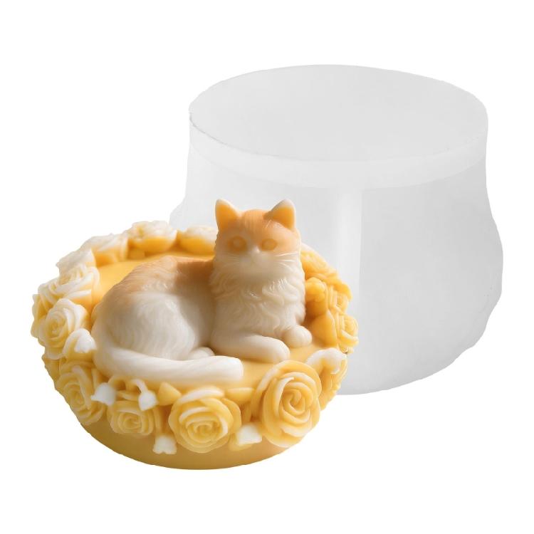 

Creative Rose Puss Shaped Silicone Mold For Homemade Candle Heat Resistant Crafting Tool Ideal For Kids And Adults 1