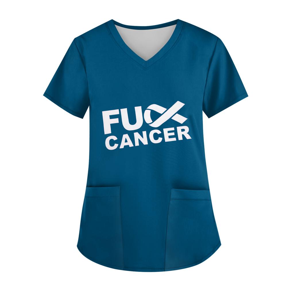 Women's V-Neck Short-Sleeve Pocketed Top With Side Slit