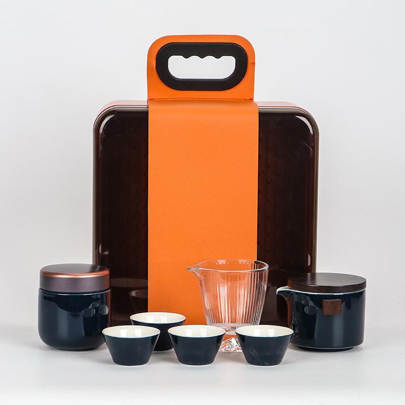 Anti-scalding glass travel tea set Kuaike cup set portable one pot three cups outdoor ceramic tea set gifts