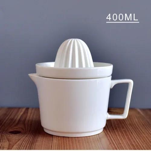 Ceramic manual two-in-one juicer mug simple pure white easy to clean manual juicer fresh fruit squeezer