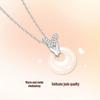 Gold-Plated Silver Butterfly Ping'an White Agate Necklace - Elegant Transparent Design