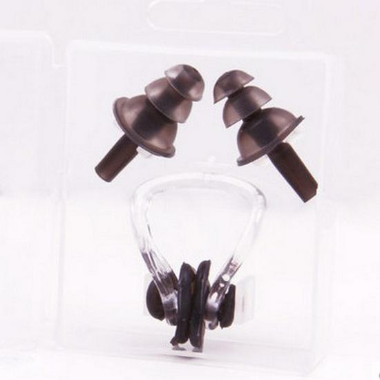 Silicone Nose Clip & Earplug Set for Swimming - Waterproof, Soft, for Children & Adults