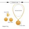 Ethiopia Dubai Gold Color Jewelry Set For Women Flower Pendant Ring Earrings 3 Piece Wedding Jewelry Accessories Jewelry