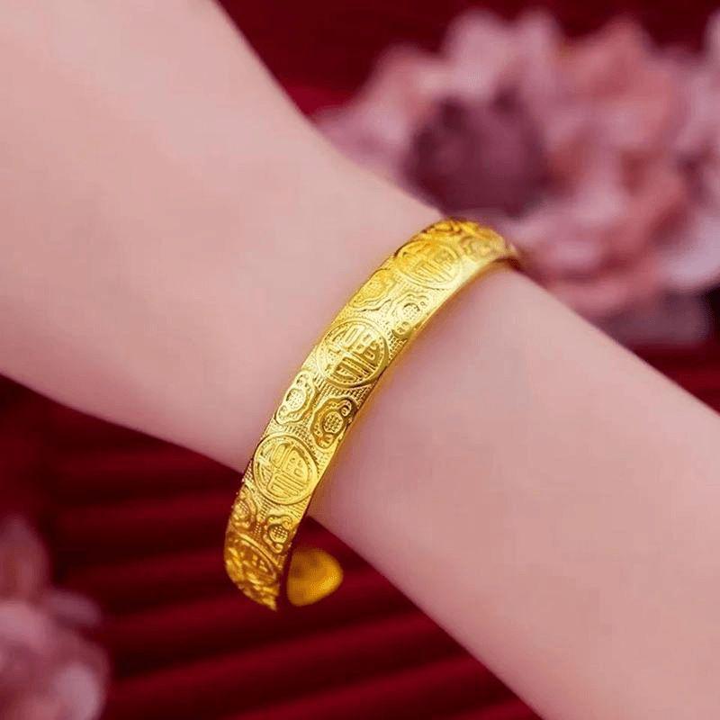 Golden Blessings Adjustable Bangle - Versatile Jewelry Gift for Mother's Day