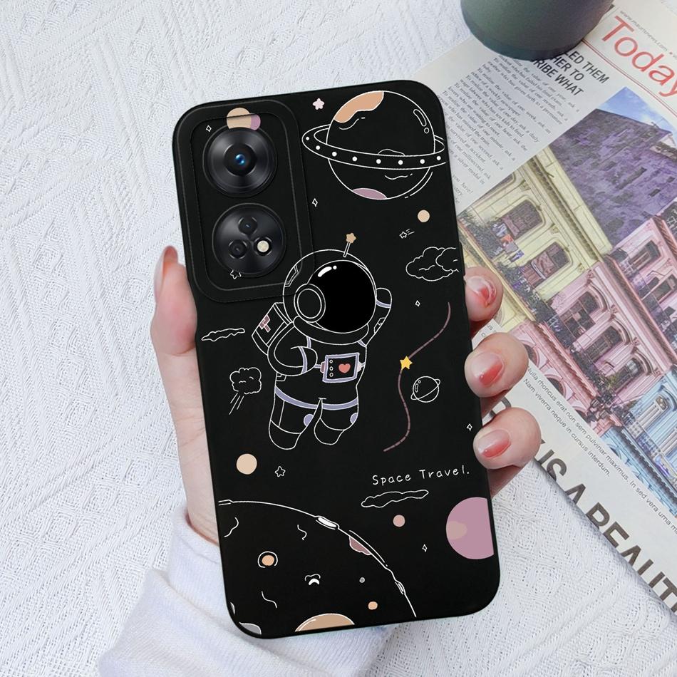 Phone Case For OPPO Reno 8T 4G 5G 8Z 8Lite Cover Cartoon Camera Protection Liquid Silicone Bumper For OPPO Reno8 T Fundas Gift