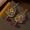 KEQIU Vintage Earring High-Quality Palace Style Retro Portrait Earrings Light Luxury European and American Style Earrings