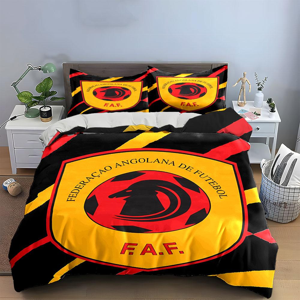 Angola Football Logo Bedding Set Bedding Duvet Cover Set Duvet Cover Pillowcases  (1 * Duvet Cover 2 * Pillowcases, Without Duvet Insert)